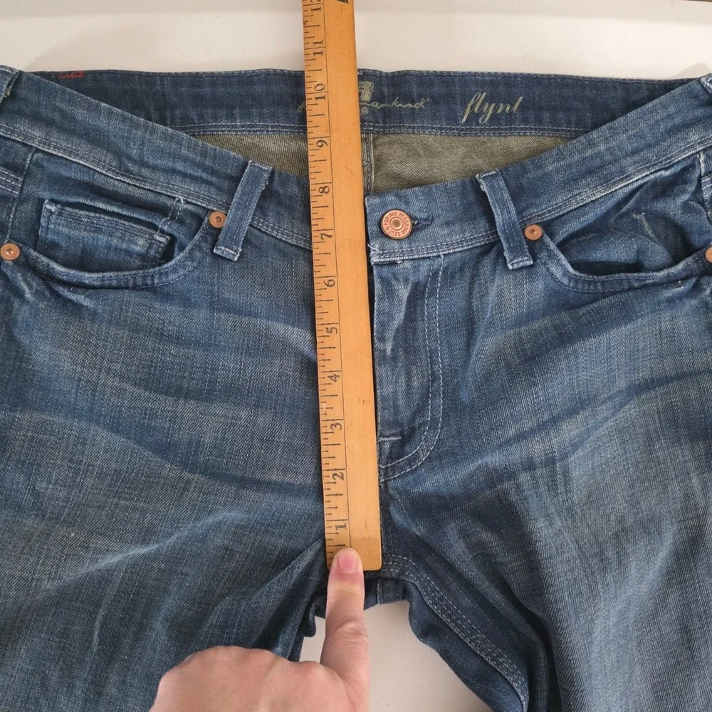 7 For All‎ Mankind Flynt Bootcut Jeans Dark Wash Embroidered Pockets Size 28